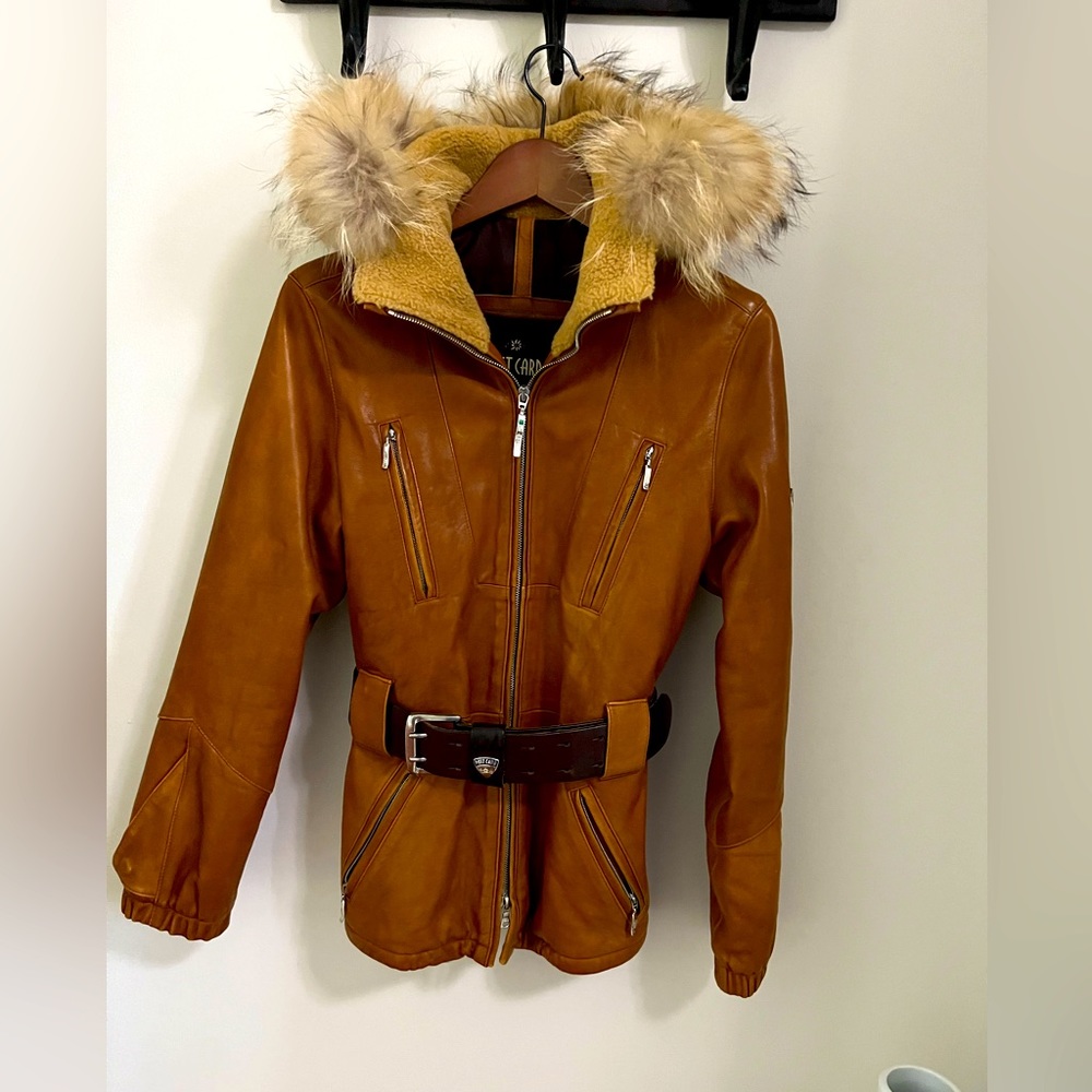 POST CARD fine Womens Lamb Jacket with Removable Fur around Hood. US Size 6.